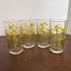 Vintage Butterfly and Bamboo Grass Glass Tumblers